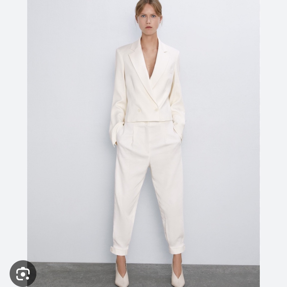 Zara cream suit pants nwt size m 8218/125/712